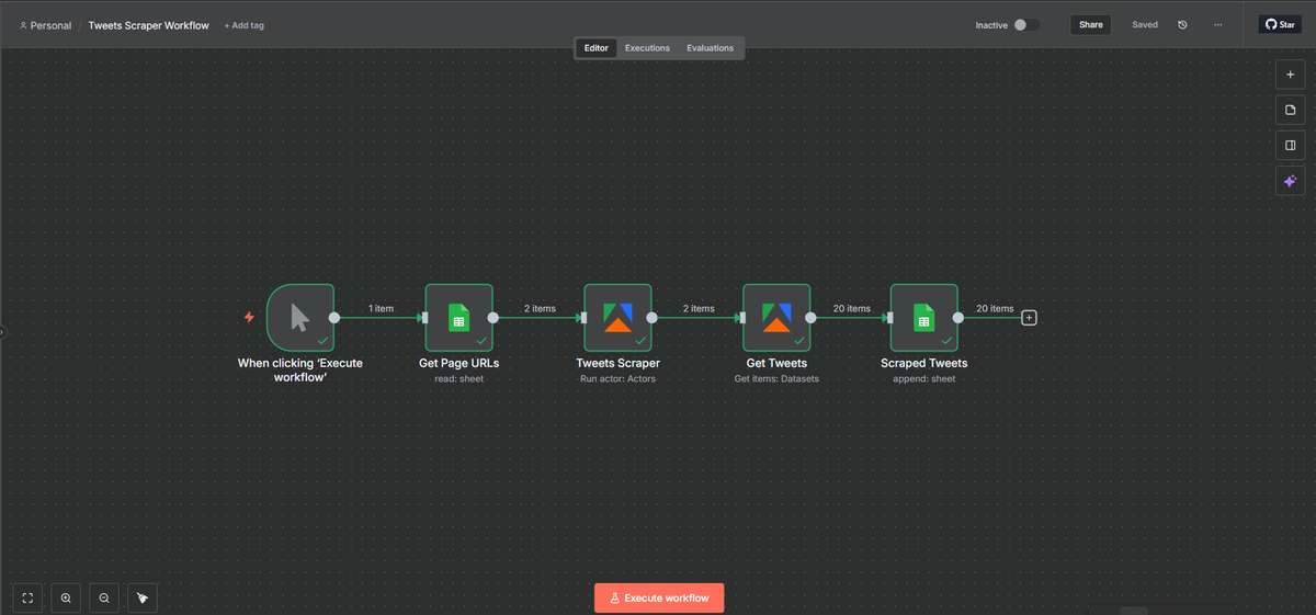 LuxeAutomations's tweet image. Here&apos;s a workflow that scrape tweets using @Apify and automatically add them to Google Sheets using @n8n_io  — all without writing a single line of code.

Watch the full video here: 👉 youtu.be/muxLU9Xns7E

#Twitter #Automation #Apify #n8n #TweetScraper #WebScraping…