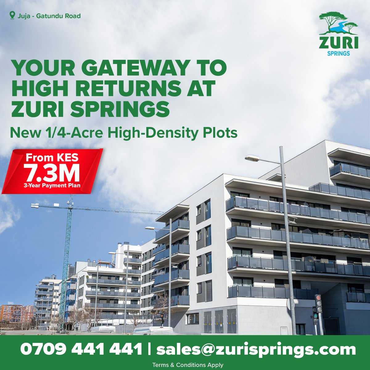 Returns are built on location, planning, and timing — and Zuri Springs delivers on all three.
 
Introducing ¼-acre serviced plots for high-density apartment developments, thoughtfully positioned along Juja–Gatundu Road. Designed for serious investors, these plots combine