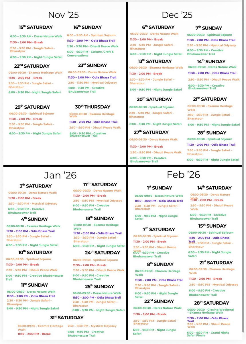 bmcbbsr's tweet image. The much loved #EkamraWalks organised by @BDA_BBSR commenced from today. 
If you have missed the walk today, check the below list for the schedule.
#Trails #EkamraWalks