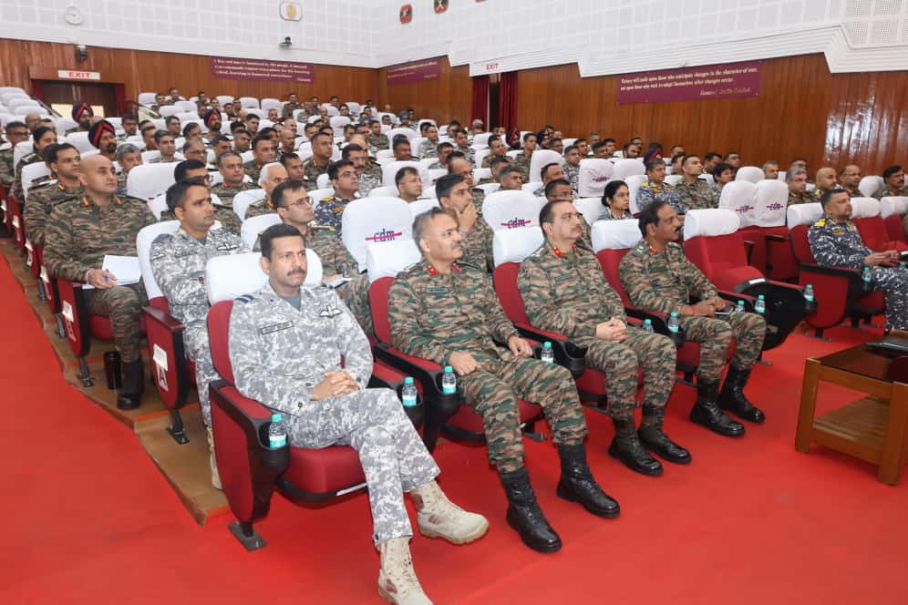 HQ_IDS_India's tweet photo. Lt Gen Pratik Sharma, GOC-in-C, Northern Command delivered an insightful talk to the participants of HDMC-21 on “Operational Perspective - Challenges & Mitigation Strategies" at #CDM_IDS. During the session, Army Commander provided valuable insights on the varied terrain, climatic conditions and operating environment in #NorthernCommand. While highlighting the contemporary facets of evolving nature of conventional warfare & multi-domain operations and the challenges of sustaining operations under diverse conditions, he highlighted the capability development initiatives and the importance of jointness within the #IndianArmedForces.

The talk concluded with an engaging interactive session wherein the Army Commander addressed the queries from the course participants, offering first-hand operational perspectives owing to his extensive experience.
#ArmyCdrNC also interacted with officers from friendly foreign countries, exchanging perspectives on operational experiences & strategic cooperation. The interaction reflected the spirit of camaraderie and mutual learning that underpins professional #MilitaryEducation at #CDM.

#StrategicLeadership #OperationalArt #DefenceManagement

@DefenceMinIndia
@SethSanjayMP 
@MIB_India 
@SpokespersonMoD
