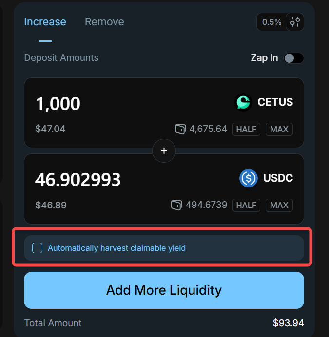Some users said Cetus is too convenient. Yields auto-claim every time they add/remove liquidity. BUT they actually enjoy manually claiming yields. 😂

Okay, we heard veteran drivers. New EVs are good, but stick-shift gas vehicles are real GOD.

So we opened that option for you.