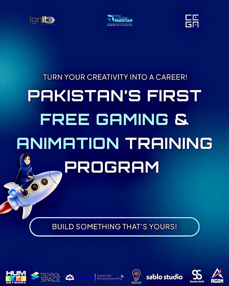 MoitOfficial's tweet image. Join CEGA - Pakistan&apos;s first Gaming and Animation Centre in Karachi - coming soon to Lahore. Applications are open 👇

#cegapakistan #gamingnerds #animationclasses