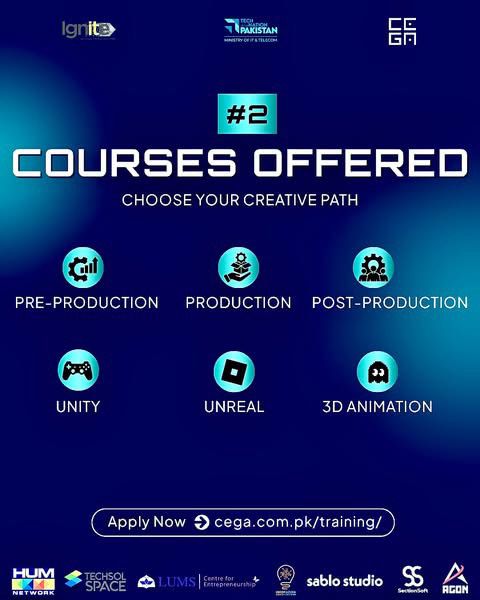 MoitOfficial's tweet image. Join CEGA - Pakistan&apos;s first Gaming and Animation Centre in Karachi - coming soon to Lahore. Applications are open 👇

#cegapakistan #gamingnerds #animationclasses