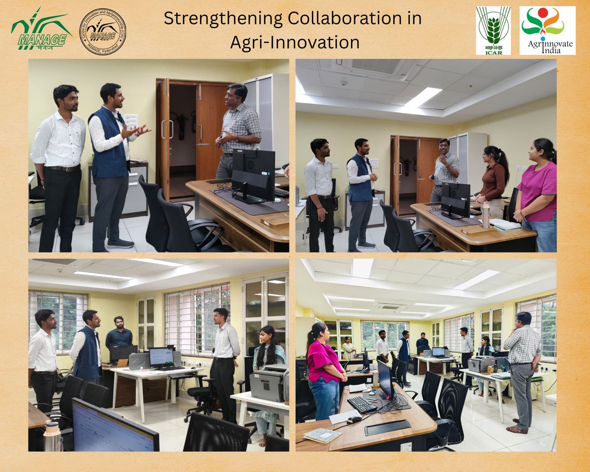 Mr. Dhruva VC, Business Manager, Agrinnovate India Ltd. (Govt. of India), visited MANAGE-CIA and interacted with Dr. Saravanan Raj, Director (Agri. Extension) &amp; CEO, MANAGE-CIA, discussing collaboration to boost agri-innovation and entrepreneurship.

#MANAGECIA #AgrinnovateIndia