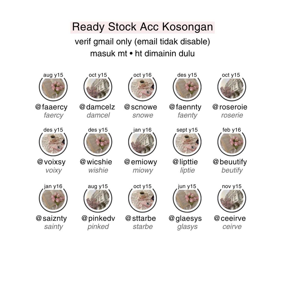aecipi's tweet photo. wts acc kosongan ylama dom gmail
masuk mt, get data lengkap, email sehat

price 8000 https://t.co/M8LzmdIXLN