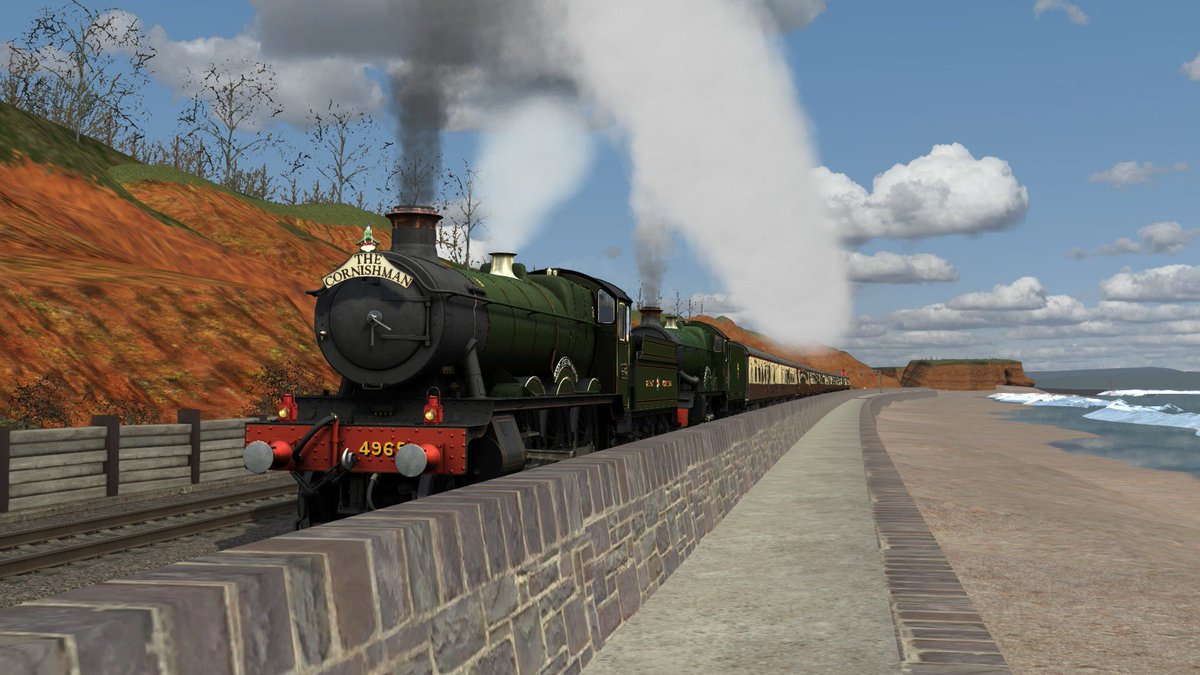 JakeBonner5972's tweet image. 4965 ‘Rood Ashton Hall’ &amp;amp; 5043 ‘Earl of Mount Edgcumbe’ trundle along the sea wall at Dawlish with ‘The Cornishman’ Railtour.

#trainsim #trainsimulatorclassic #simulation #simulationgames #gaming
