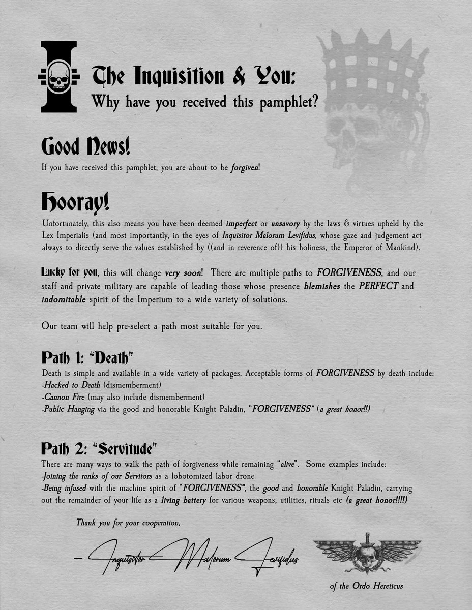 made a pamphlet to hand out to my opponents at the Atlanta grand narrative event #warhammer40k