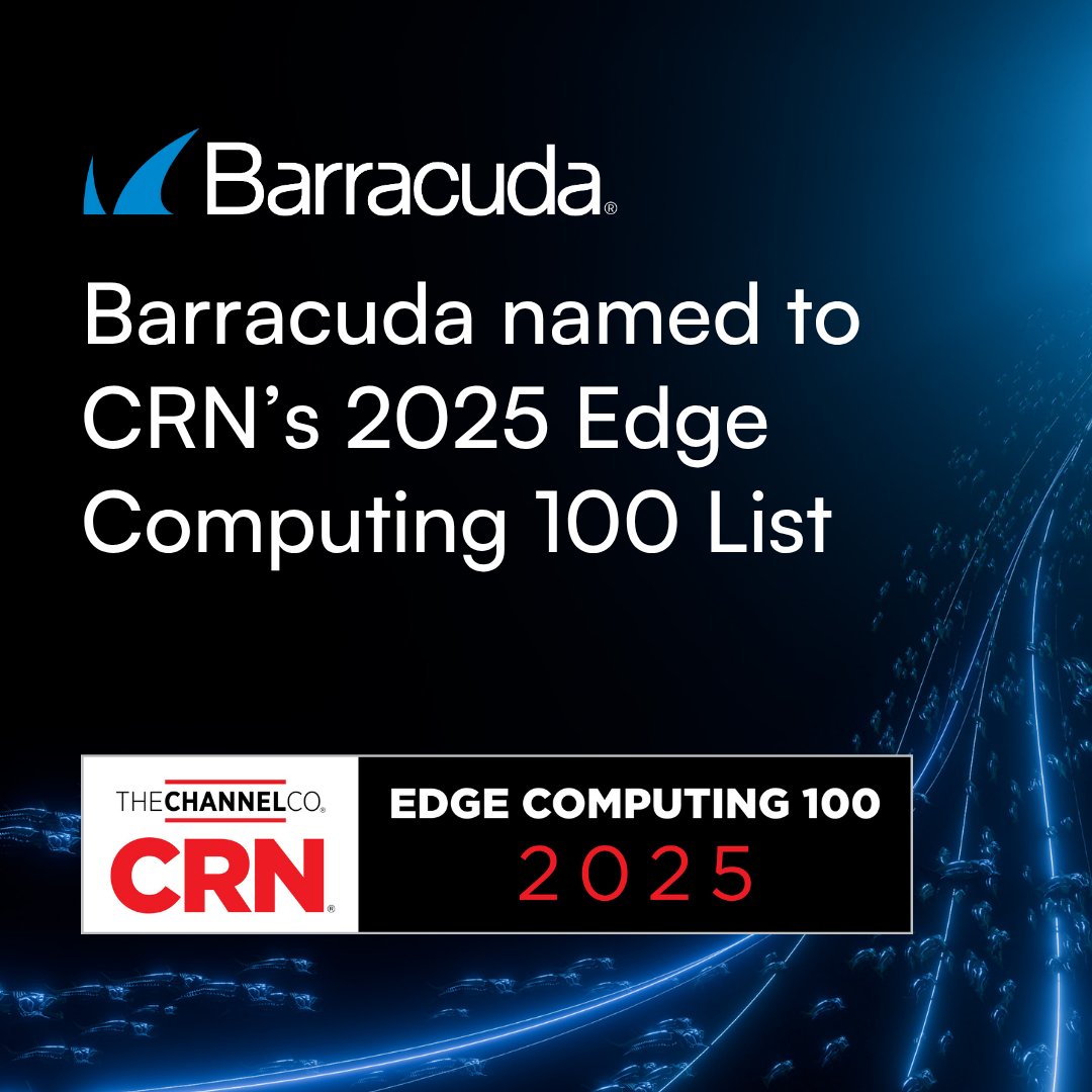 barracuda's tweet image. We&apos;re honored to be recognized on CRN’s 2025 Edge Computing 100 list for Edge Security! Our industry leading edge solutions empower partners and customers to innovate faster and safer. crn.com/news/security/…

#BarracudaONEplatform #EdgeComputing #cybersecurity