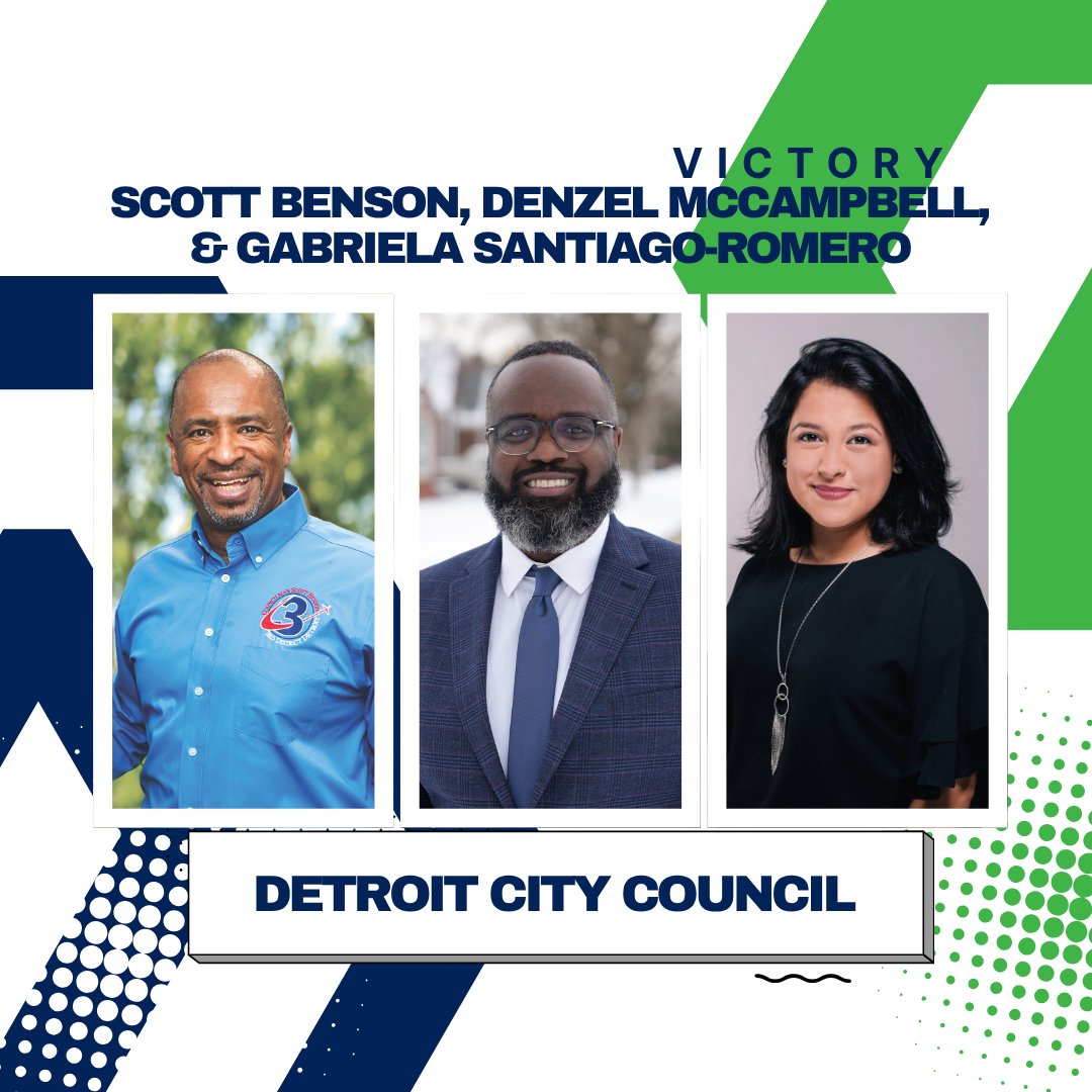 BZDirect's tweet photo. More wins coming out of Michigan! #BZD is happy to celebrate these re-elected + newly elected leaders to serve their communities:  
✅@Scottinthe3rd, @DenzMcCampbell, &amp;
@GabySantiRomero, elected to Detroit City Council 
✅@CitizenYanez, elected to Sterling Heights City Council https://t.co/0g5GPmRBIP