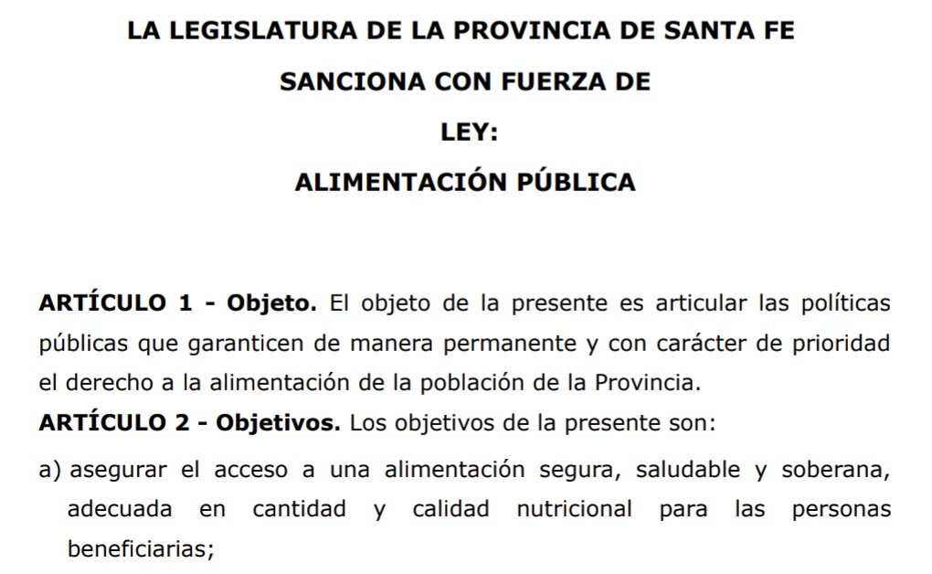 Los aliados de Pullaro impulsan un proyecto de ALIMENTACIÓN PÚBLICA:
1. Para asegurar una "alimentación segura, saludable y soberana".
2. El Estado deberá favorecer a "pequeños productores del núcleo de agricultura familiar".
3. Crea un Consejo de Alimentación Pública (LA MESA
