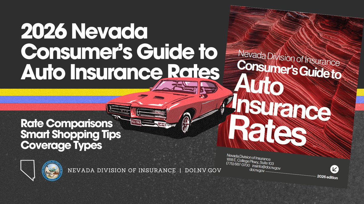 nevadadoi's tweet image. With more than 120 insurers offering auto coverage in Nevada, reviewing your options can lead to meaningful savings.
🔗 Explore all Division consumer guides &amp;amp; reports:
 doi.nv.gov/News-Notices/P…
#NevadaInsurance #ConsumerProtection #AutoGuide2026