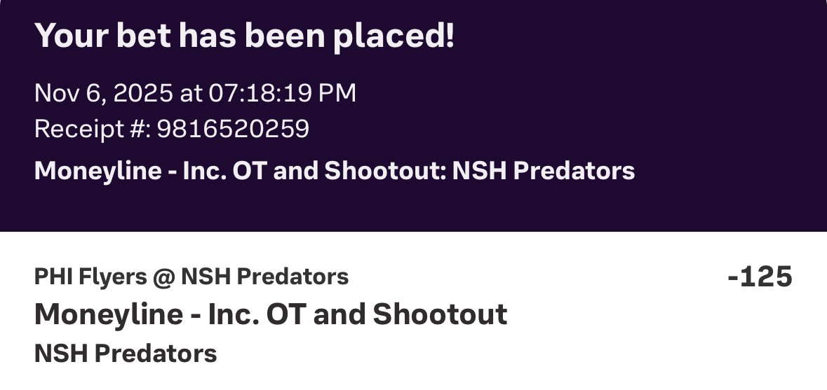 NHL 🏒

Predators ML (1.5%) 

Love fading the complacent Flyers off a B2B. Let’s get chilly! 🥶