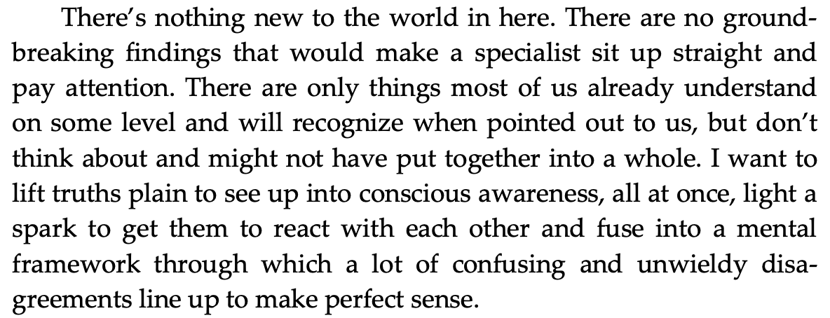 Meaningness's tweet image. I&apos;ve often found it puzzling that what I write contains no original ideas, and yet it&apos;s not like anything else. This, from @everytstudies&apos; delightful new book (prepublication draft!) explains that to me better than I&apos;ve been able to: