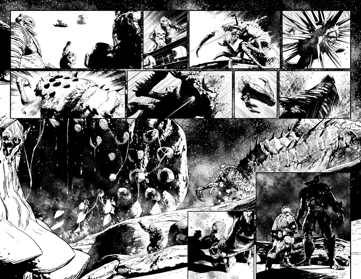 Monolith #2 - Double Spread page.
I admit I had a lot of fun drawing the exploits of the young Monolith. 💪
#spawn #comics