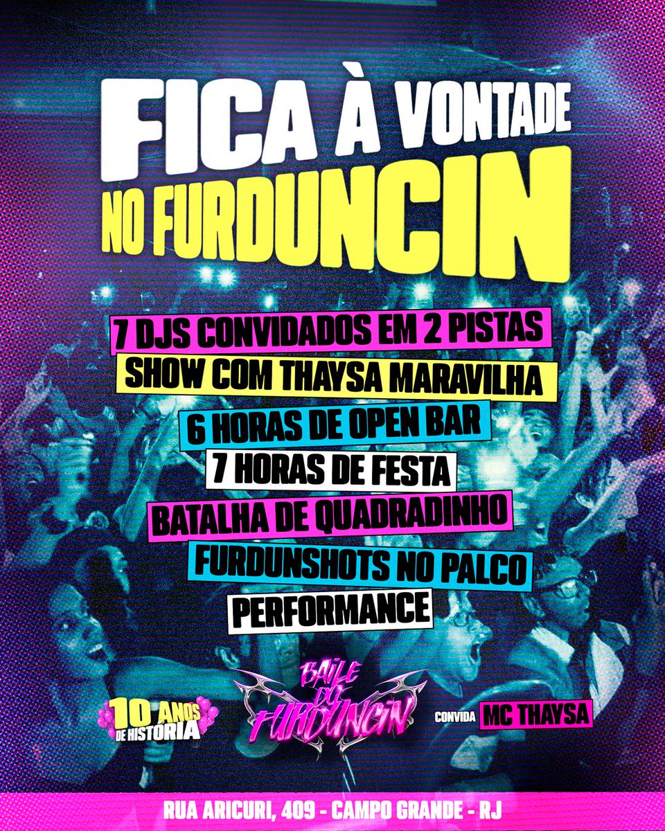 bdfurduncin's tweet photo. Todas as maravilhas juntas dia 15 de novembro no Baile do Furduncin!

A volta pra CG City é real! Vamos celebrar esses 10 anos de história junto com o Espaço Fênix. https://t.co/GZleuW1QoT