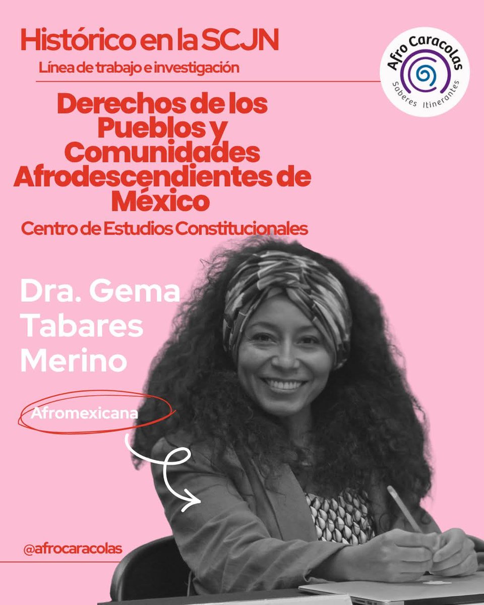 H I S T Ó R I C O 📌 abre el Centro de Estudios Constitucionales de la Suprema Corte de Justicia de la Nación una línea de trabajo y de investigación dedicada a los pueblos y comunidades #afrodescendientes de México.

La queremos mucho y nos representa 🖤