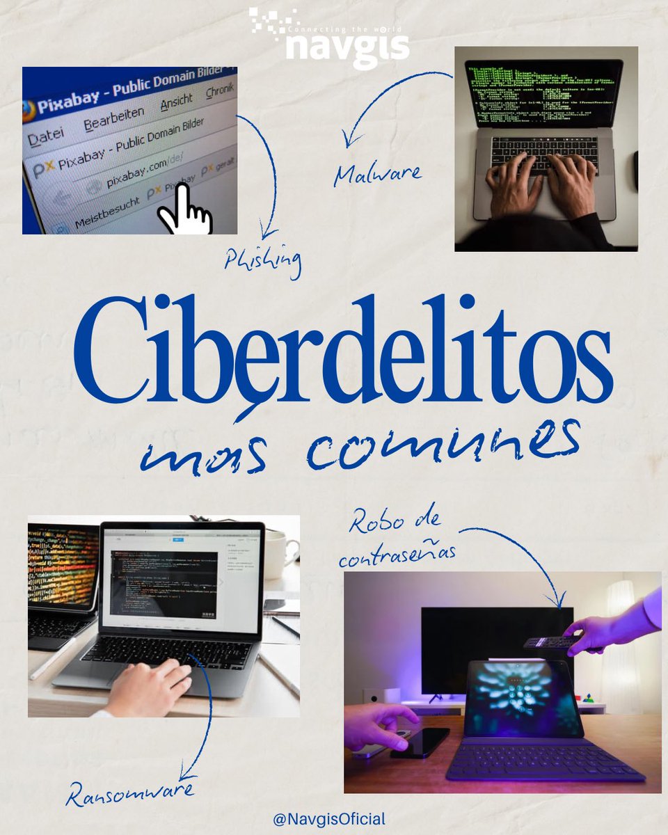 ¿Los conoces? Estos son los ciberdelitos más comunes en las redes sociales 🛜.

Protégete del peligro cibernético ✔️, busca a NavGis Corporation. 

📧 ceo@navgis.com
🌐 navgis.com

#Tecnología #Technology #IoT #Enterprise #Comunicaciones #Comms #Ciberseguridad #Cyber
