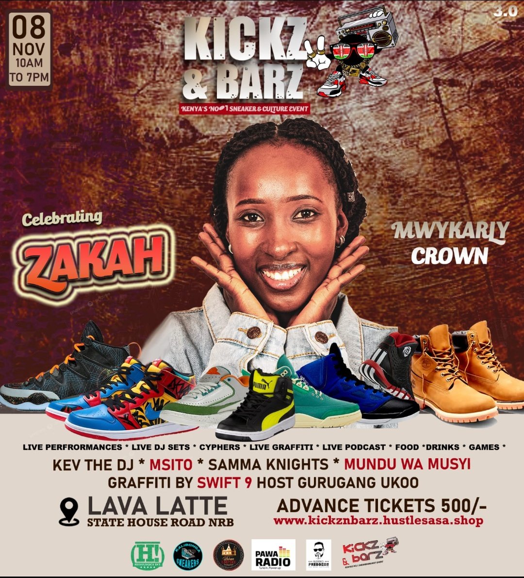 Mwikarly Crown  live at Kickz &amp; Barz 3.0! Catch her performing on 8th Nov |  Lava Latte | KES 500
Get yours now at 
kickznbarz.hustlesasa.shop/products/63529
#MwikarlyCrown #KickzandBarz <a href="/nimohnimz/">Miss Understood</a> <a href="/NafsiHuru/">nafsi huru</a>