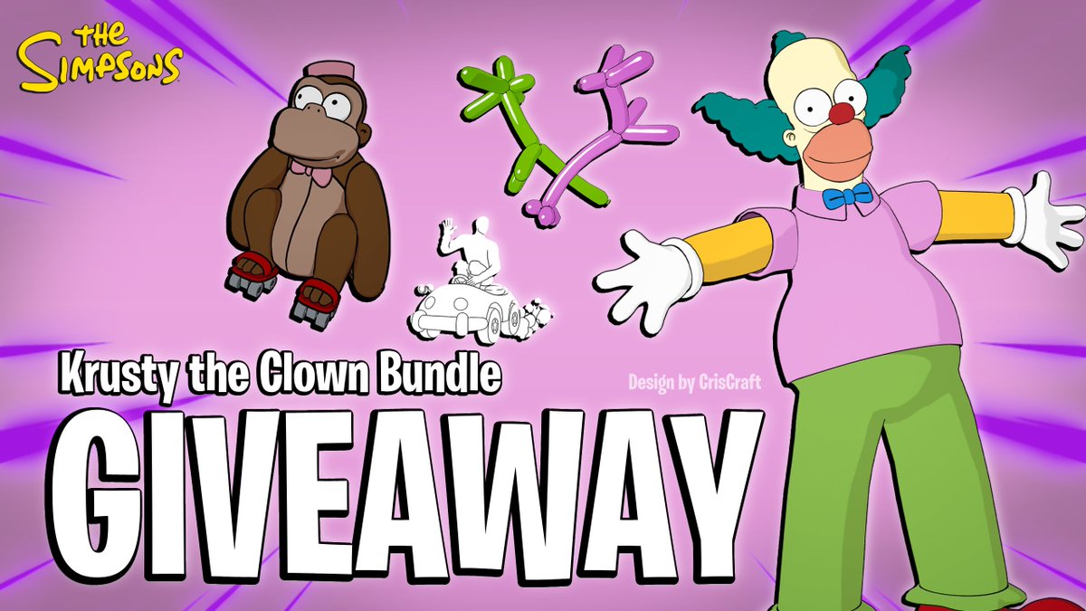 CrisCraft1304's tweet image. Krusty The Clown Bundle GIVEAWAY! 🎈

x1 winner 🏆

Requirements: 
◦ Follow @CrisCraft1304 &amp;amp; @CluedadFDM 🔔
◦ Like and repost ❤️♻️
◦ Tag your friends 🫂 

Ends in 48hrs, good luck! 🍀