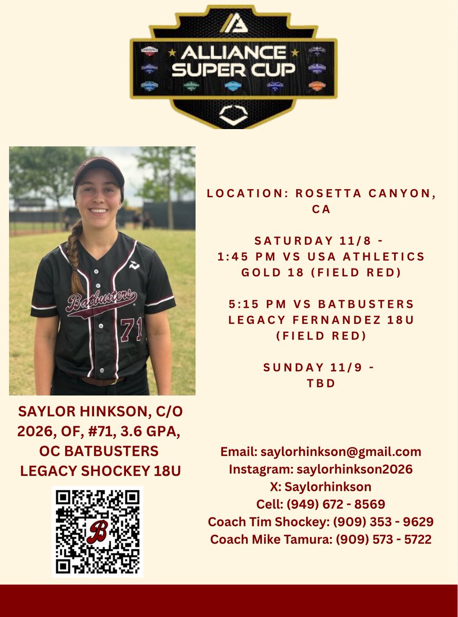 Check out my team’s schedule for the Alliance Super Cup tournament! <a href="/CoastRecruits/">Coast 2 Coast Recruits</a> <a href="/CoastRecruitsSB/">Coast Recruits 🥎</a> <a href="/247recruiting/">247Sports Recruiting</a> <a href="/J_Maier3/">Jared Maier</a> <a href="/CoachDowns42/">Coach Downs</a> <a href="/GCarbonatto/">Gina Carbonatto</a> <a href="/CoachDonDon/">Don Don Williams</a>