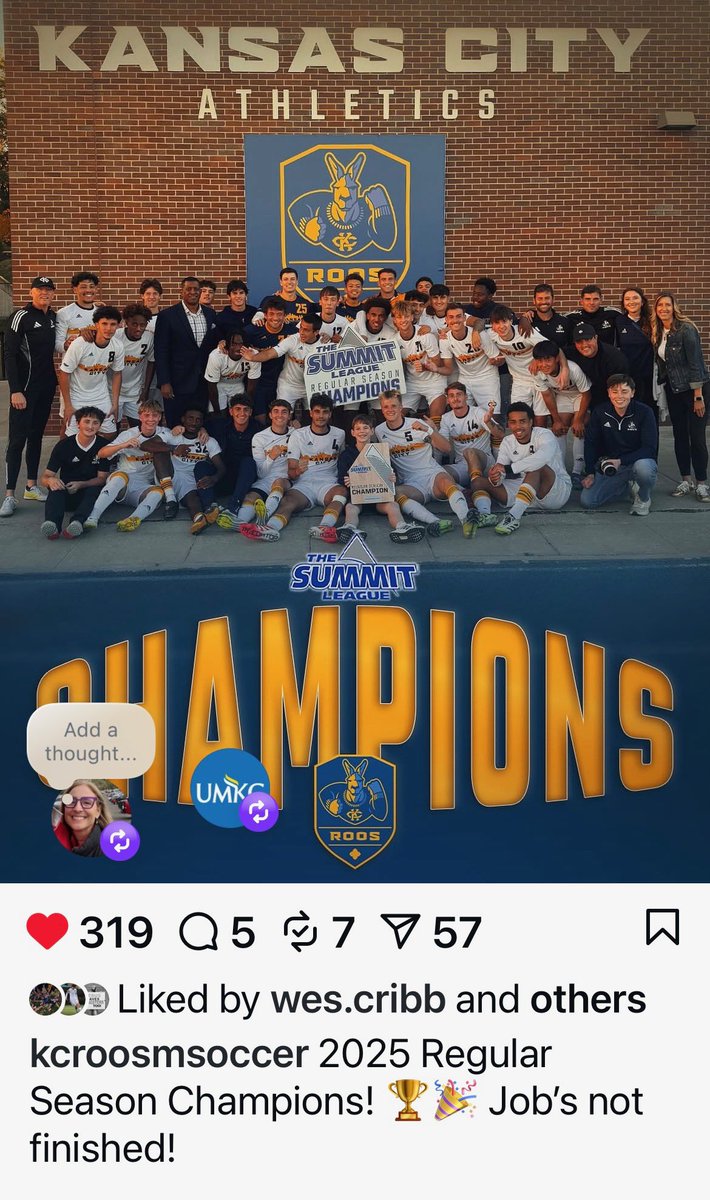 LauraCribb1's tweet photo. @McKenzieMNelson and @mickshaffer it’s time to talk about the soccer teams literally down the street from you. Both the men’s AND women’s soccer teams are in Summit League playoffs. Why only talk about KU women and no one else???? What will it take?? https://t.co/RM0RTWASOr