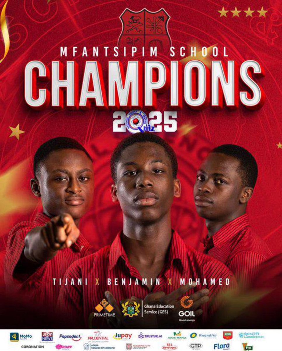 mobafraternity's tweet photo. MFANTSIPIM WINS 2025 NSMQ CHAMPIONSHIP π
With brilliance, grit, and the unbreakable Red and Black spirit, we rose to the top. We came, we answered, and we conquered. Mfantsipim β excellence lives here. β€οΈπ€
#GodIsAMOBA
#MfantsipimSchool
#MOBAFraternity https://t.co/uKhrQ6NGMD
