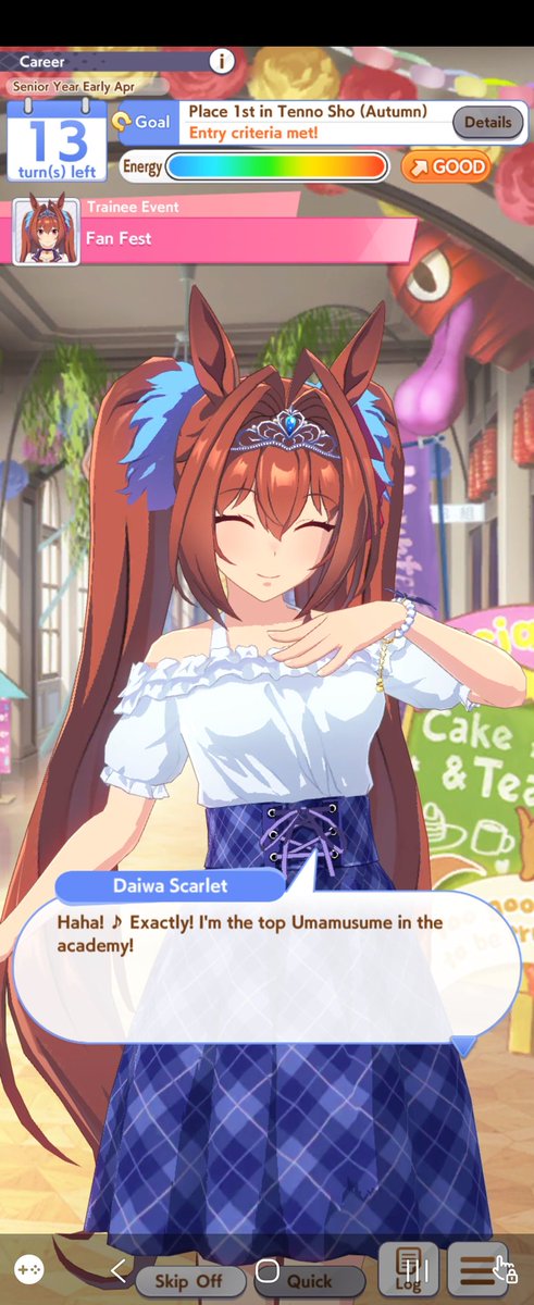 UfelosRed's tweet photo. I hate how addicted to this game I am. I can't put it into words ; but it's amazing and I love #DaiwaScarlet. #umamusme #umamusumeprettyderby https://t.co/dnUshNQkNK