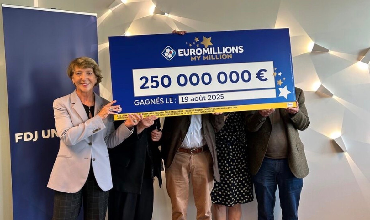 CerfiaFR's tweet photo. 🇫🇷💶 FLASH | Le plus gros jackpot de l'histoire de l'Euromillions, remporté en août, a été empoché par 5 amis seniors qui se sont répartis les 250 millions €. Ils se connaissent depuis plus de 50 ans et repartent avec 50 millions € chacun. C’était leur premier jeu ensemble. https://t.co/4pSYKGIfBr