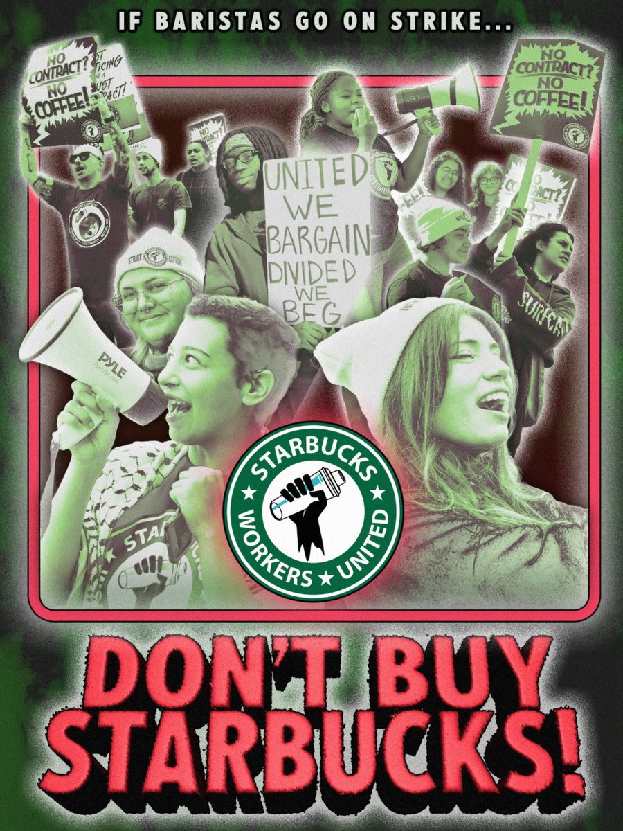 If Starbucks baristas have to strike, we’re striking too — with our wallets. 

Don’t shop at Starbucks if baristas are on strike. No contract, no coffee. Period. #NoContractNoCoffee