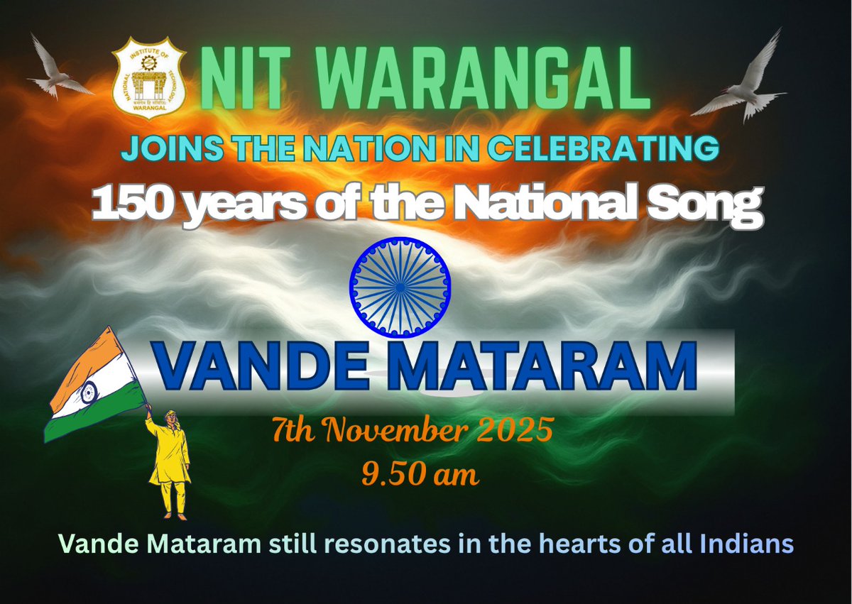 #NITW #NITWarangal #Vandemataram #NationalSong #150years <a href="/EduMinOfIndia/">Ministry of Education</a>