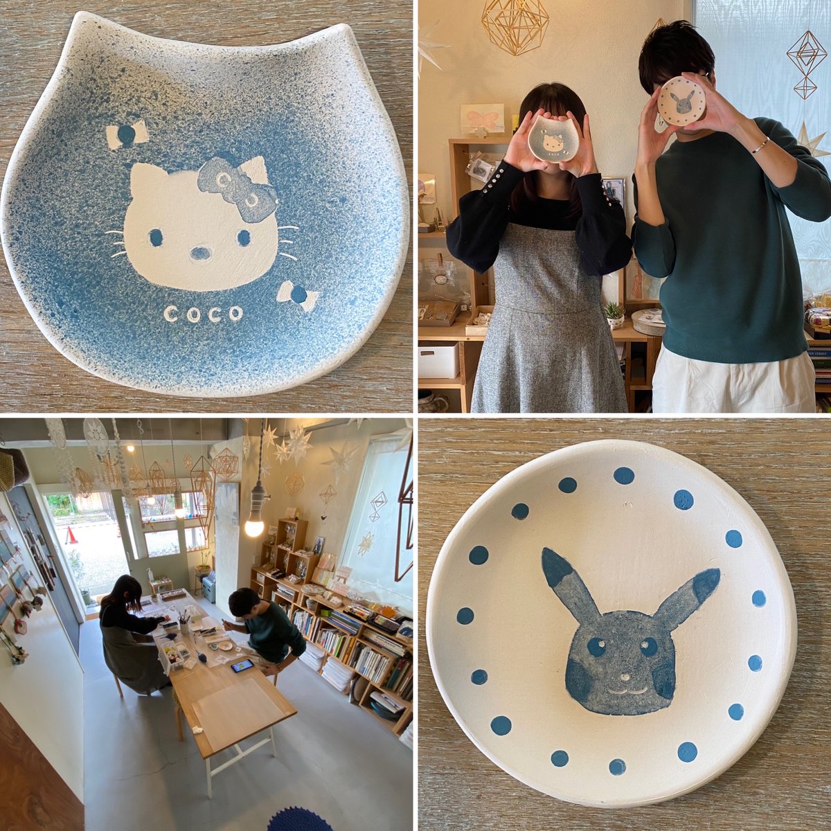 q11g4uDVTQwrb5a's tweet image. 普段は遠く離れて暮らすおふたり、キティちゃんとポケモン楽しく💕思い出をカタチに描かれました。焼き上がりお楽しみに☺️月あかりが眩しいほどの昨晩は暖かでしたが、早いもので立冬11/7(金)11時スタートです。