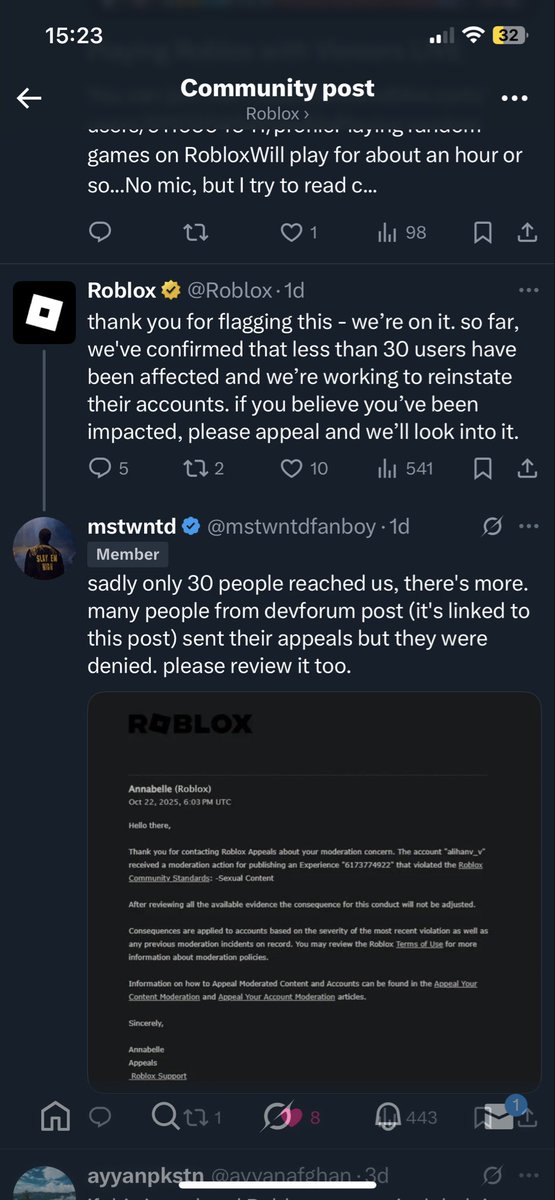 TepigPlays52's tweet image. IMPORTANT: Several users like myself are still falsely terminated from the default starter place every account receives on sign up bug. This has been acknowledged on here, the forum, and by kreek.

Not everyone affected is unbanned yet.

🚨 Please like and retweet!

#roblox #rblx