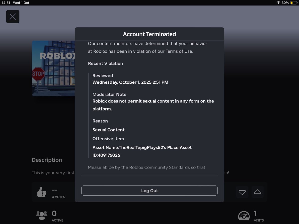 TepigPlays52's tweet image. IMPORTANT: Several users like myself are still falsely terminated from the default starter place every account receives on sign up bug. This has been acknowledged on here, the forum, and by kreek.

Not everyone affected is unbanned yet.

🚨 Please like and retweet!

#roblox #rblx