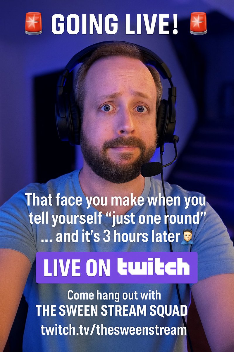 TheSweenStream's tweet image. 🚨 LIVE NOW on Twitch! 🚨
Me: “Just one more round.”
Also me: 3 hours later, talking to my squad about snacks and respawns 🍿💥

🎮 Battlefield chaos incoming — come hang with The Sween Stream Squad!
👉 twitch.tv/thesweenstream

#TheSweenStream #Battlefield #Gaming #TwitchLive