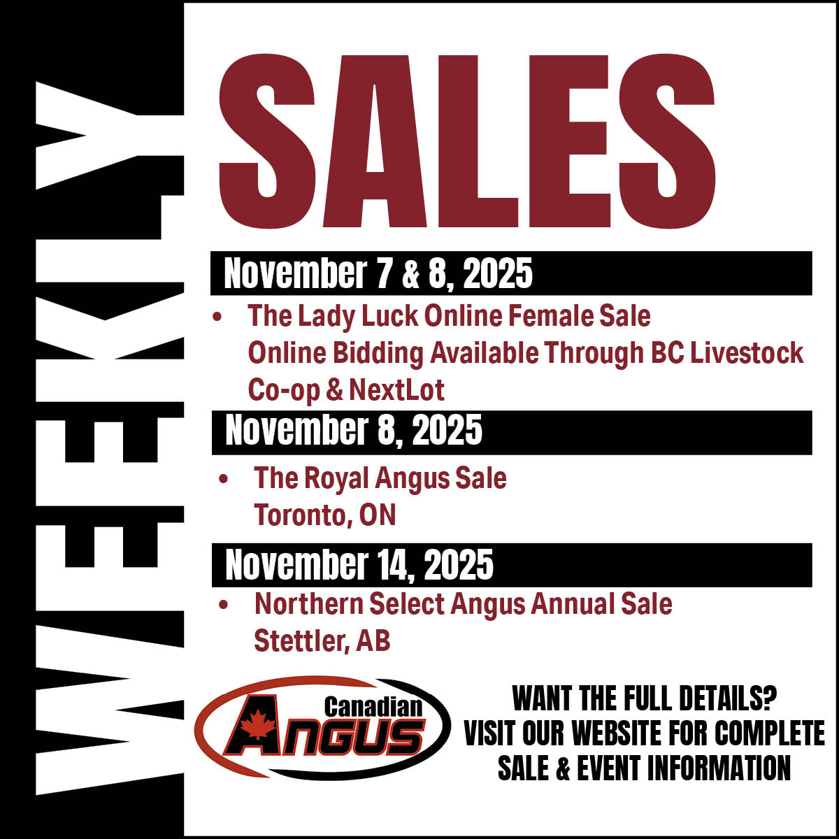 Looking for Canadian Angus cattle sales? Check out this week’s listings. Please visit our calendar for current sales and more details: cdnangus.ca/events/ #cdnangus