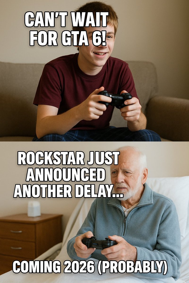 strixsingh's tweet image. GTA 6 delayed AGAIN.
We’ll be playing GTA 5 on our PS7 at this rate 💀
#GTA6 #RockstarGames #Gaming