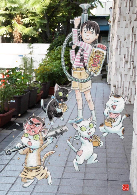 季節が違うけど、前に描いたミニコミ誌の表紙。ネコが主人公っぽく描いてあるのは、当時の担当者さんの趣味です^_^