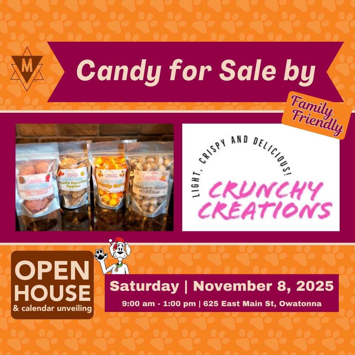 TriMGraphics's tweet image. Crunchy Creations will have freeze dried candies on hand to fill your sweet tooth. Be sure to join us! Trimgraphics.com 
This FUN | FREE | FAMILY FRIENDLY EVENT is open to all! -  THIS Saturday, November 8th from 9 am to 1 pm. trimgraphics.com #openhouse #Calendar