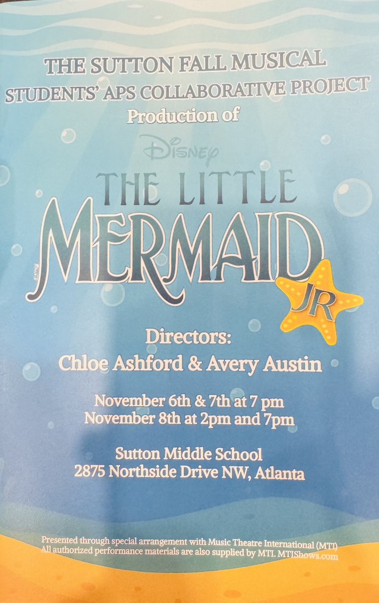 MerriweatherEDU's tweet image. Opening night of Sutton’s fall musical, Disney’s The Little Mermaid, was absolutely incredible! 🧜🏽‍♀️✨ Our students left us amazed with their talent, energy, and heart. So proud of this cast and crew for bringing magic to the stage! 🎭💛🖤 #SuttonStrong @SuttonCougars @apsupdate