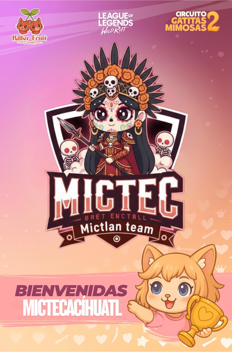 GMSTARS_GM's tweet photo. ✨🖤 Con un liderazgo ancestral, le damos la bienvenida a las MICTEC 💀🌸
​La muerte baila con la vida en cada movimiento, cada jugada.
Vienen a demostrar que la eternidad tambi��n puede ser adorablemente imponente.
¡Bienvenidas al caos mimoso de esta segunda edición! 😼🔥 https://t.co/2vI1VDMjVe