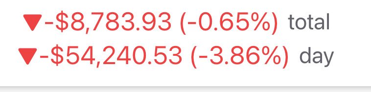 paradisemint's tweet image. Tough day in the market. But I share the good and the bad. 

Besides my portfolio losing over 54K today for the first time in a few years my portfolio is actually worth less than I paid for it. Actually down $8793.00 that is just how it looks on paper on some of these pull backs.…