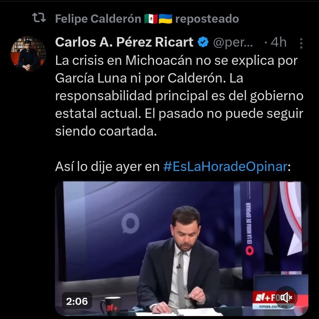 <a href="/perezricart/">Carlos A. Pérez Ricart</a> Ya cuando Calderon te Repostea es síntoma de que estás en el basurero 🤷🏻‍♂️