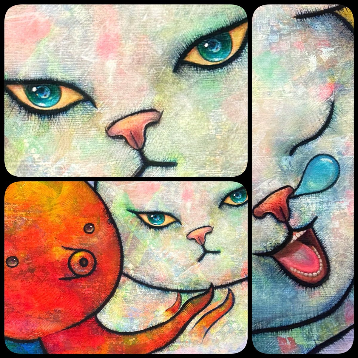 「『To cling together』について この猫は、鼻ちょうちんを出しなが」|田島享央己 / Takaoki Tajimaのイラスト