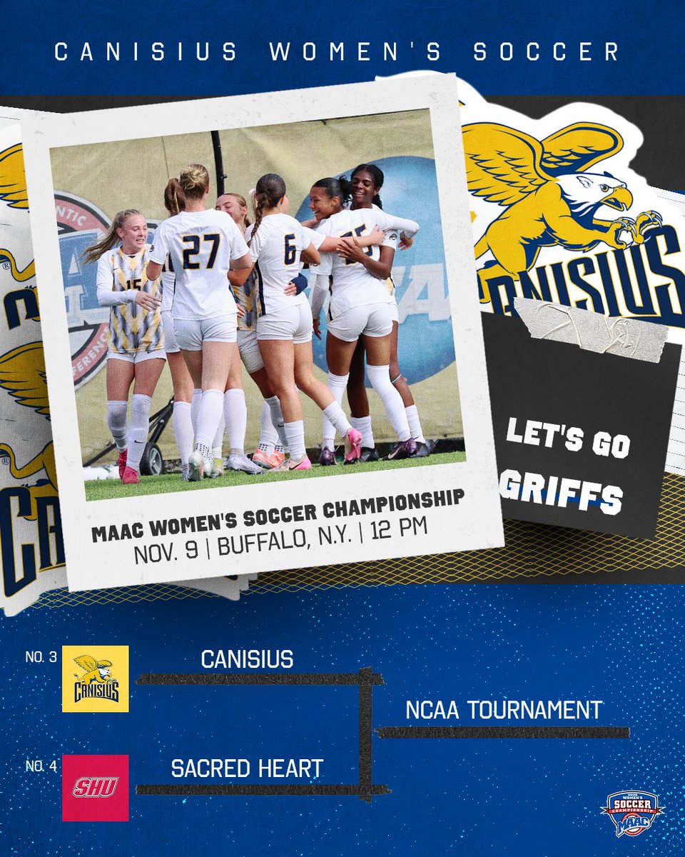 GRIFFS HOST!!

Canisius will host the 2025 MAAC Championship at the Demske Sports Complex against Sacred Heart on Sunday at noon!

More information to follow

#Griffs