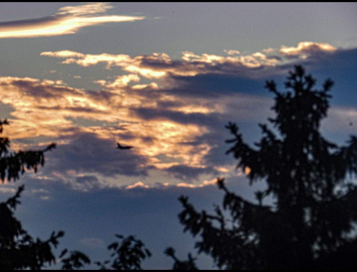 UAF F-16 spotted in the evening sky over Ukraine.