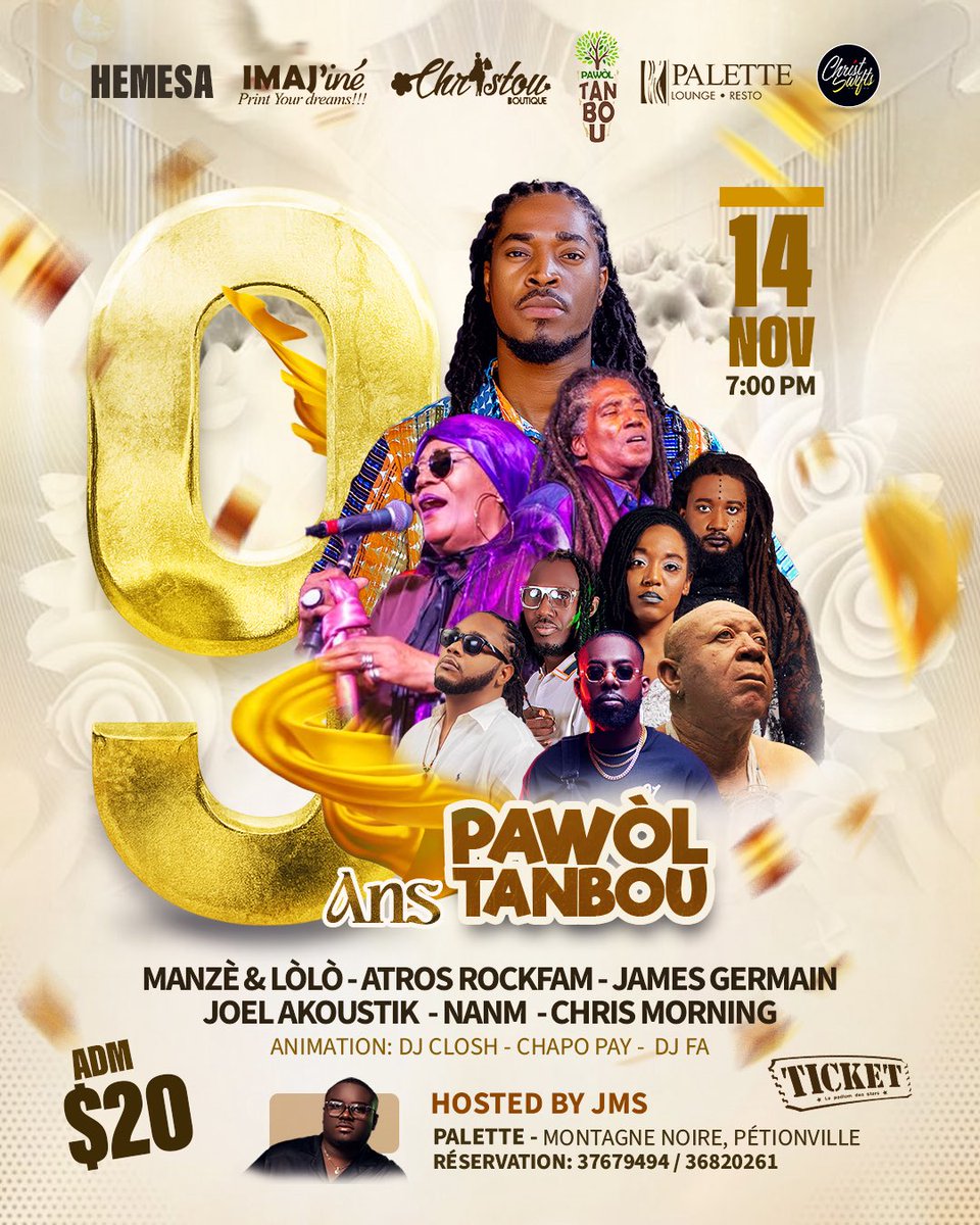 Novembre 2016- Novembre 2025
9 Lane Mizik, Kilti, Lajwa 💚🤎
N ap tann vin selebre ak nou ak tout envite nou yo, kado a se apati 20$ usd 🥰
#pawòltanbou #9lane