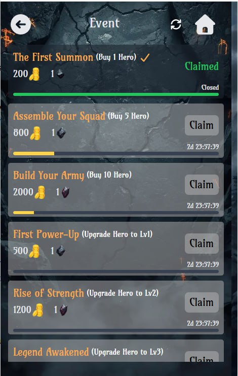 Ton_Arena_Min's tweet photo. 🎯 New Event System is Live! ⚔️

We're excited to announce the launch of the TON ARENA Event System — featuring time-limited missions and exclusive rewards!

Complete missions to earn Gold and Upgrade Stones, such as:
🧙‍♂️ The First Summon — Buy 1 Hero
⚒️ Assemble Your Squad — Buy 5 Heroes  
🛡 Build Your Army — Buy 10 Heroes
🔥 First Power-Up — Upgrade Hero to Lv1
💪 Rise of Strength — Upgrade Hero to Lv2
🌟 Legend Awakened — Upgrade Hero to Lv3

Each mission lasts for a limited time, so plan your farming and upgrades wisely!

💰 More missions, more rewards — prove your strength and climb to the top of the Arena!

#TONARENA #TON #GameFi #Event #Web3Gaming