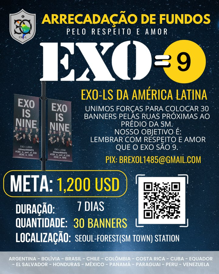 🌎 PROJETO: LATAM FOR EXO — Pelo respeito e amor ao EX9 

EXO-Ls da América Latina unidos!  💪

O nosso amor pelo #EXO e pelos 9 membros na SEOUL-FOREST/SMTOWN STATION  

Info:  linktr.ee/LATAMFOREXO0T9 

#4EverEXO9 #LatamStayWithEXO9 #WeAreOneEXO 

RT PFV