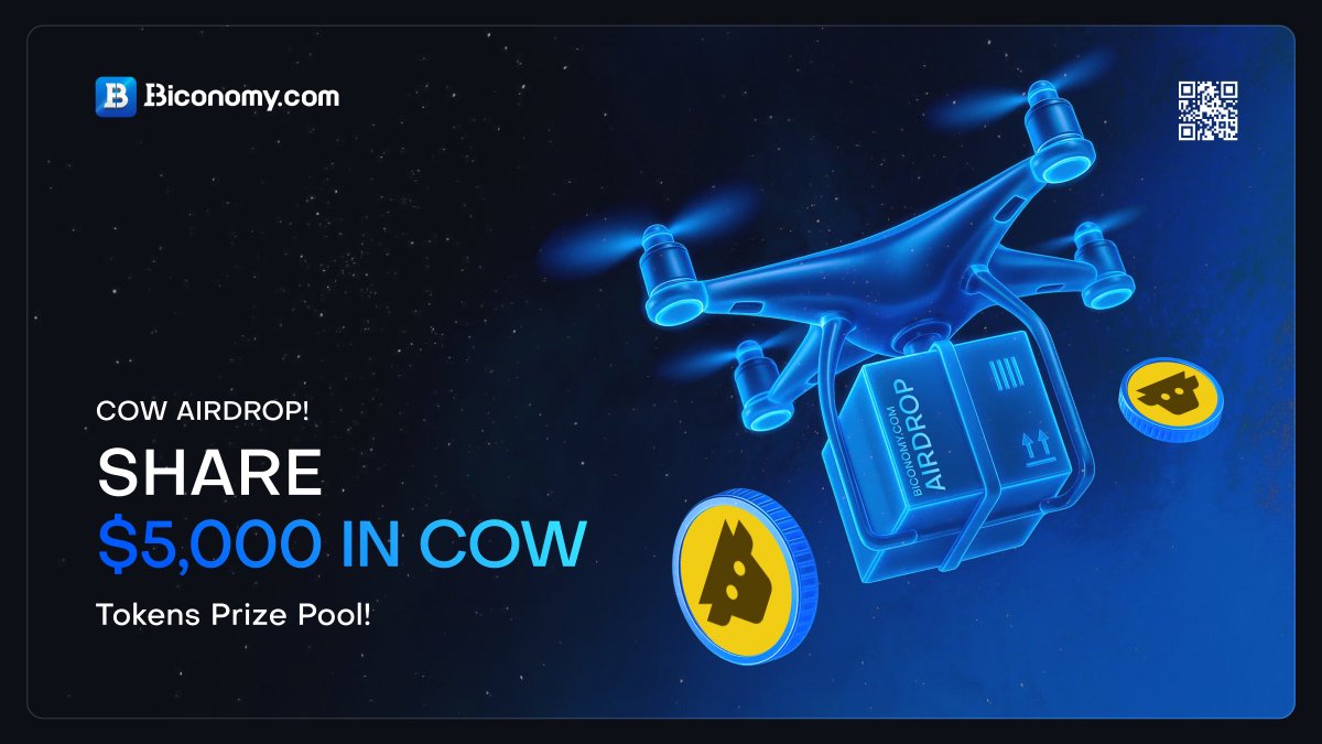 BiconomyCom's tweet image. 🚀 Share $5000 in $COW Airdrop, Enjoy Welfare from #CoWProtocol! 🚀

To thank all Biconomy.com global users for your long-term support and celebrate the listing of @CoWSwap, we are giving away $5,000 #COW to share with #airdrop participants!💎
 
📅Activity time:…