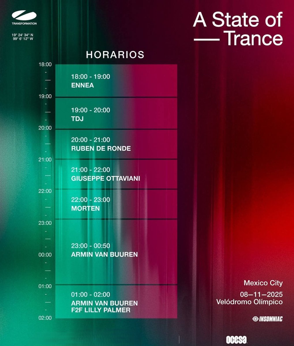 beatsrevolution's tweet image. ¡Familia este sábado 8 de noviembre tendremos @ASOT México 2025! 🙌🇲🇽🔊

Les compartimos el line up para esta mágica celebración.

#ASOTMEXICO #ASOT #BeatsRevolution #TranceFamily #PLUR #MusicIsLife Evento agotado 🚫🎟️